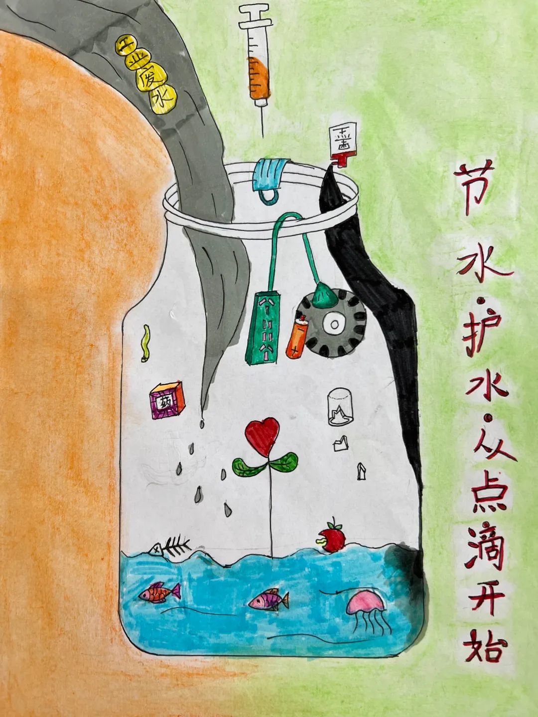 节水护水从点滴开始 节约用水主题绘画作品-图4