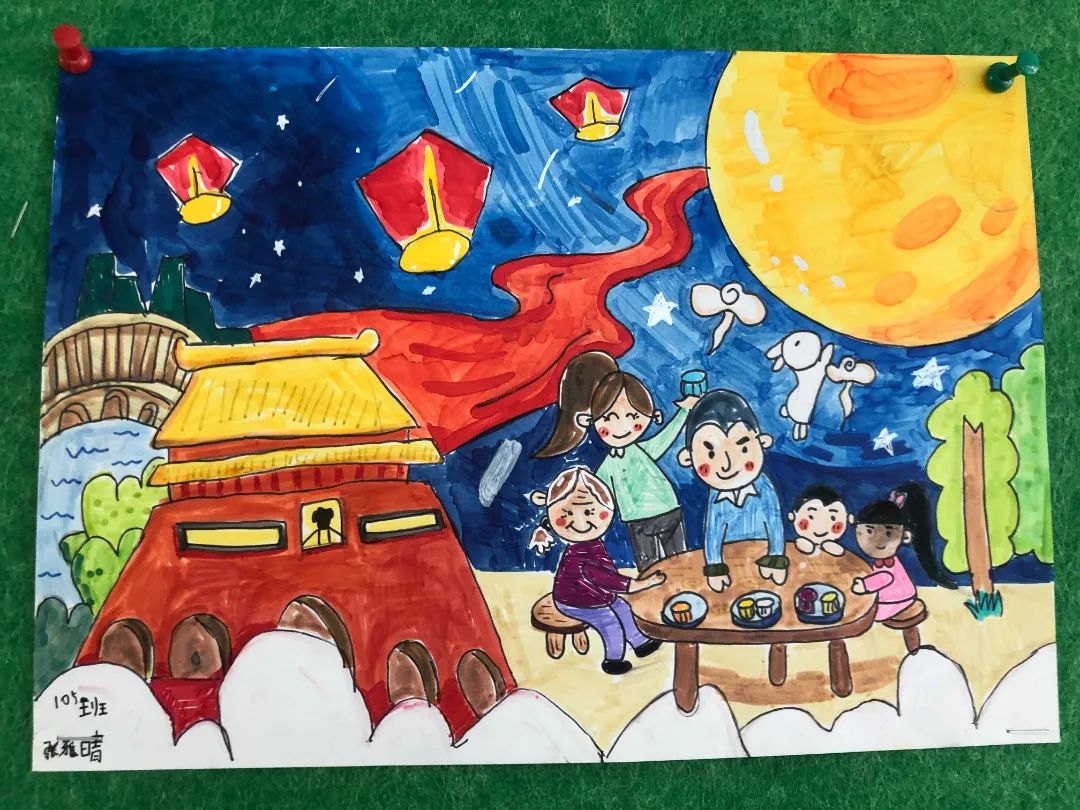 小学三年级国庆节儿童画作品-图3