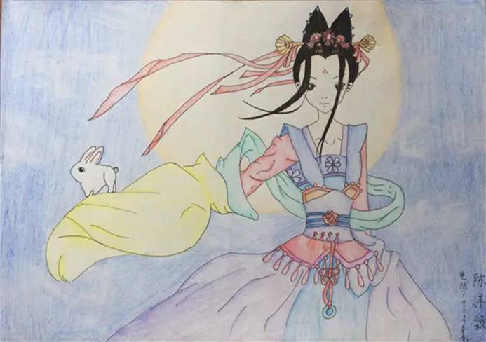 “童心暖佳节 画墨韵中秋”主题儿童画5张-图2