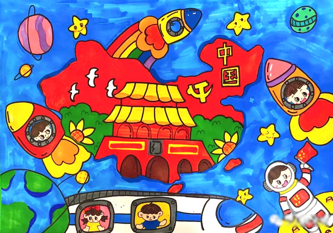 庆祝国庆节主题绘画精选作品欣赏-图3