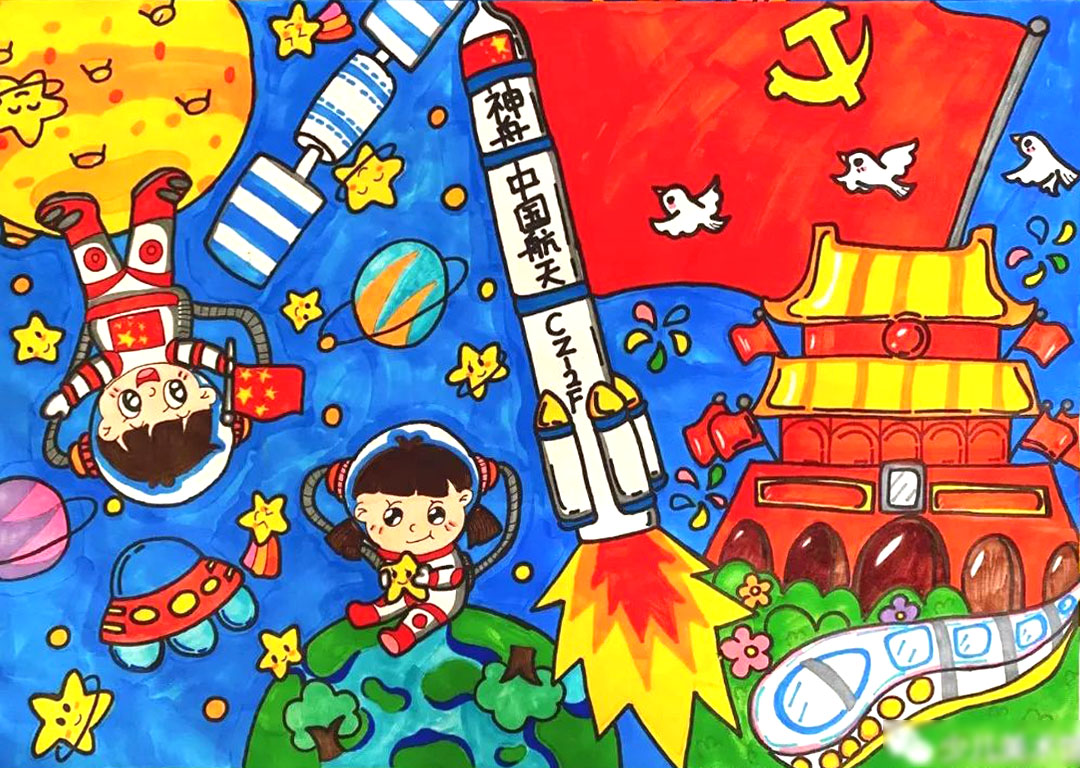 庆祝国庆节主题绘画精选作品欣赏-图5