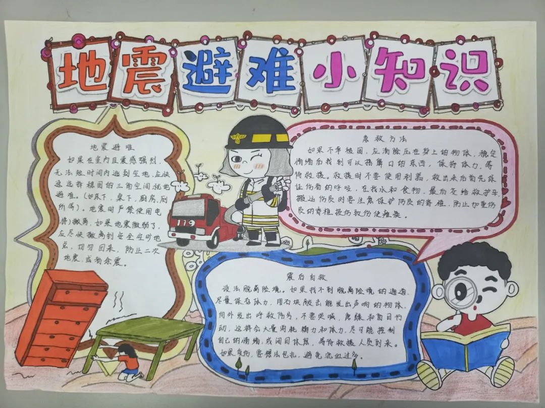 小学五年级防震减灾科普知识宣传手抄报一等奖-图5