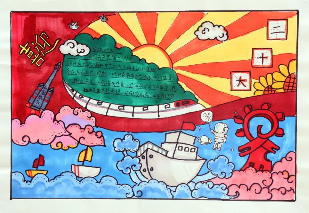 辉煌百年史 激扬青春志 迎接党的二十大手抄报一等奖-图4