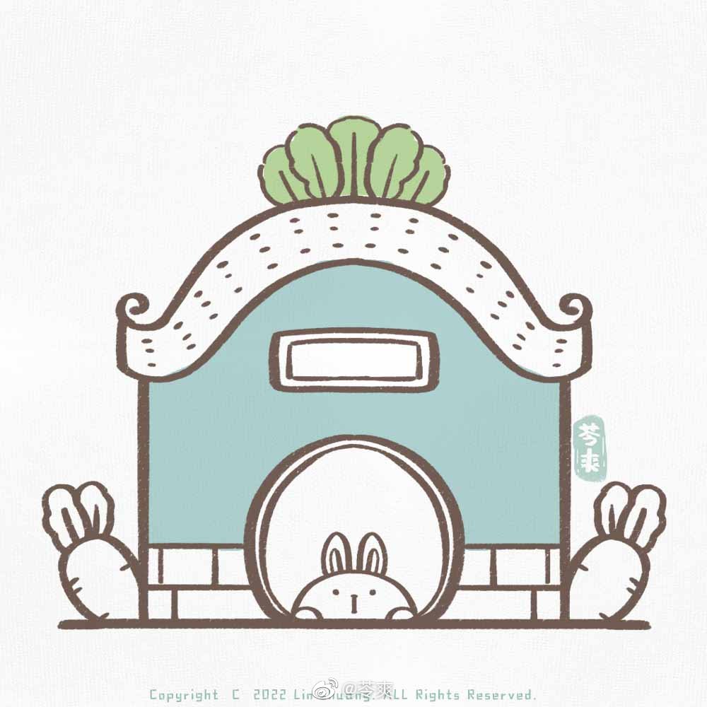 一组漂亮的古风小房子简笔画图片-图2