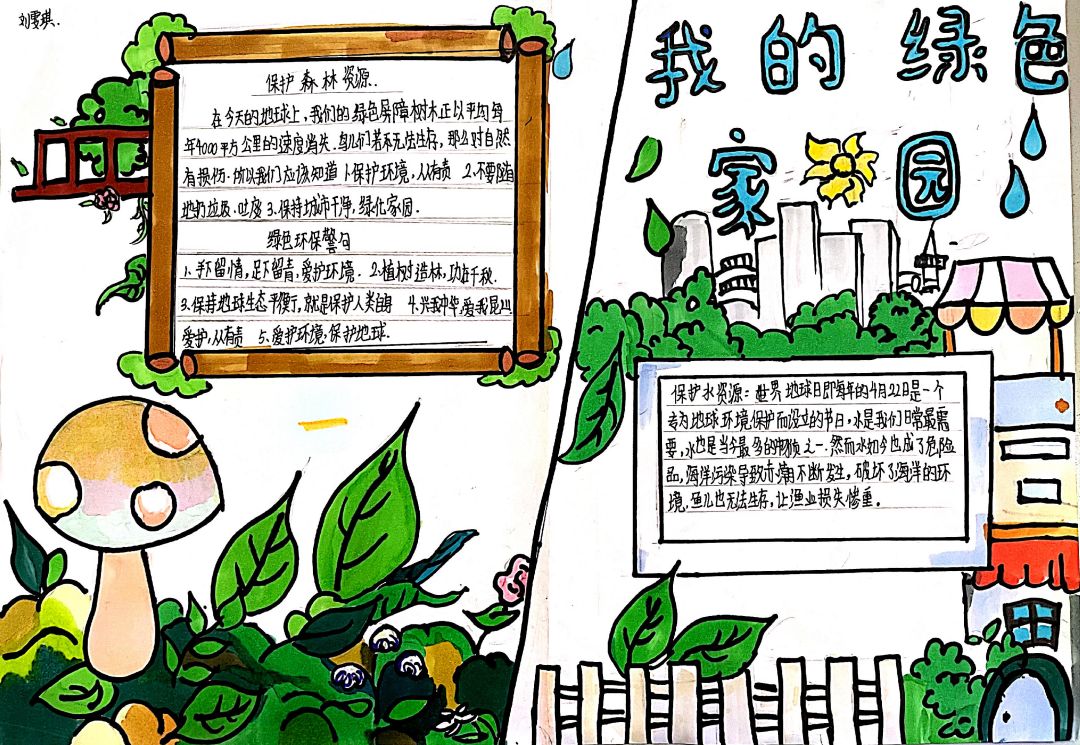 “保护环境 共创我心中的的绿色家园”手抄报精选参赛作品-图4