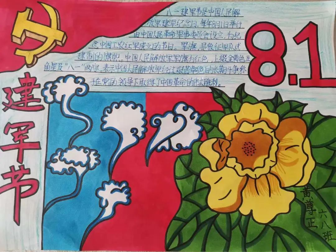 “童心筑梦 荣耀致敬”建军节主题手抄报-图2