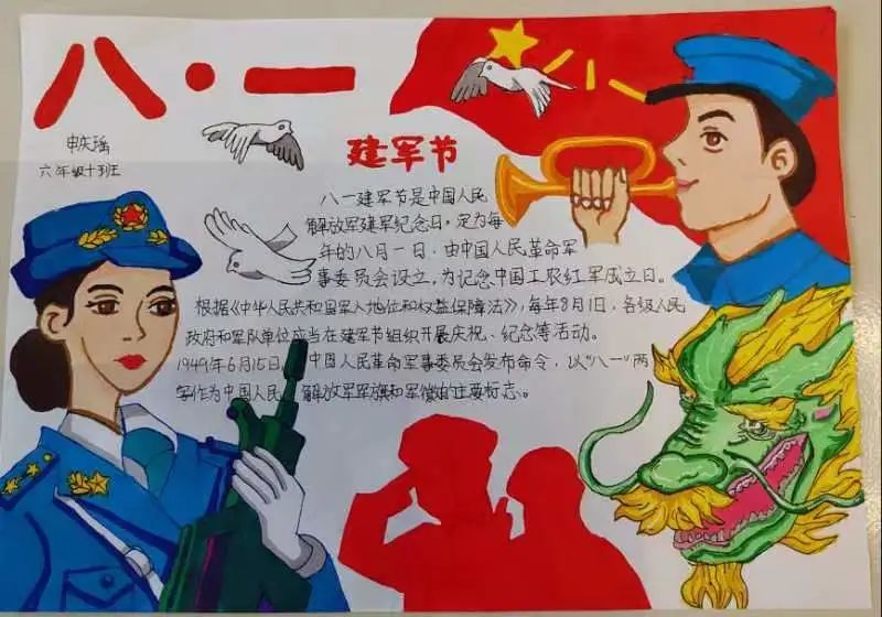 “童心筑梦 荣耀致敬”建军节主题手抄报-图4