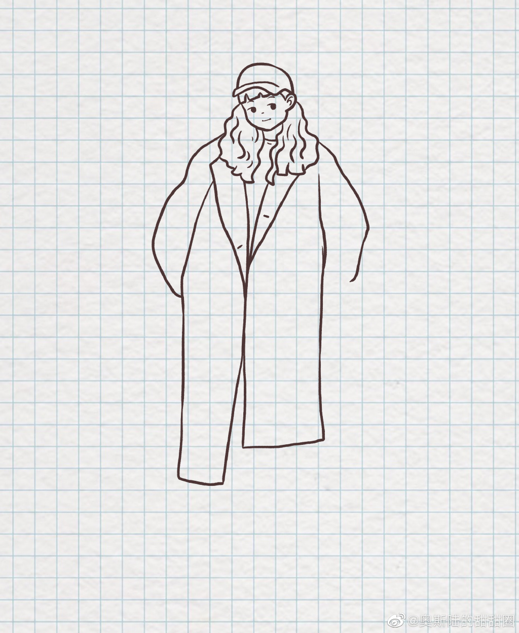 入秋了，风衣备起来了么？穿风衣的女孩简笔画画法-图3