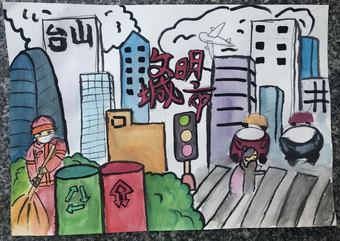 你我讲文明幸福来敲门 创建文明城市主题绘画-图9