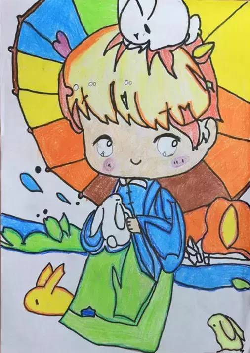 中秋节儿童画人物作品赏析-图2