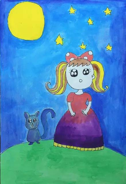 中秋节儿童画人物作品赏析-图3