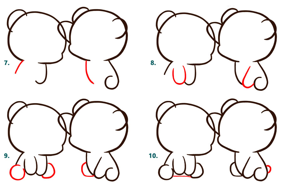 两只简单可爱的小熊简笔画画法步骤-图3