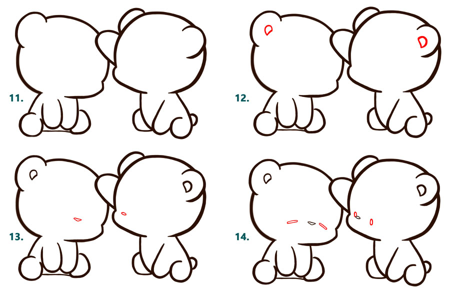 两只简单可爱的小熊简笔画画法步骤-图4
