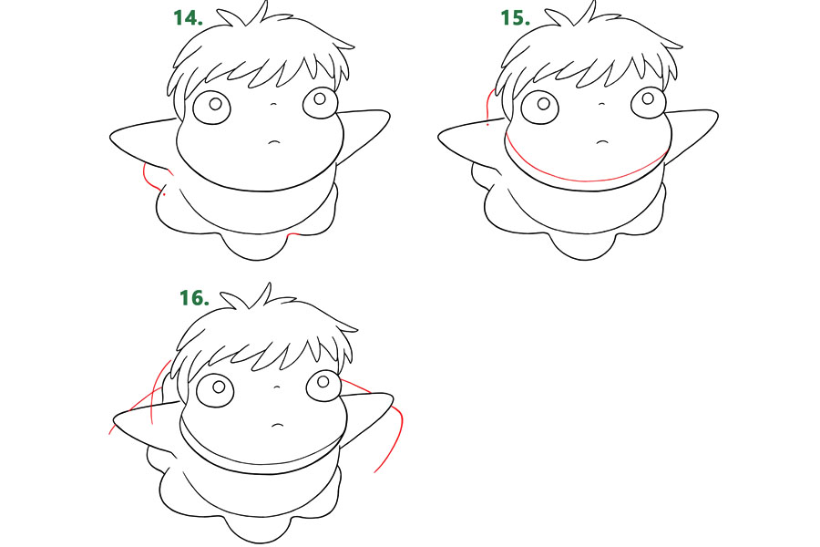 《悬崖上的金鱼公主》波妞简笔画画法步骤-图4