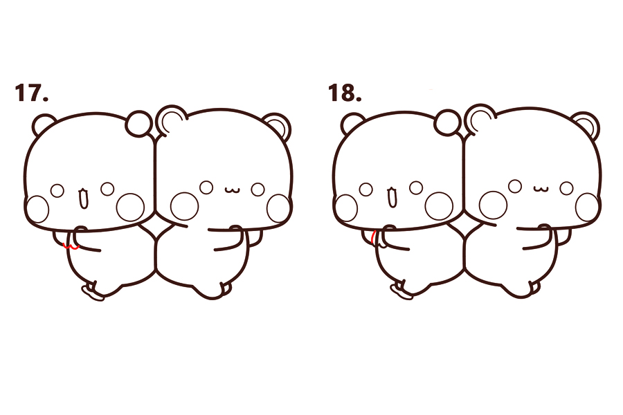 背靠背可爱小熊简笔画画法步骤-图5