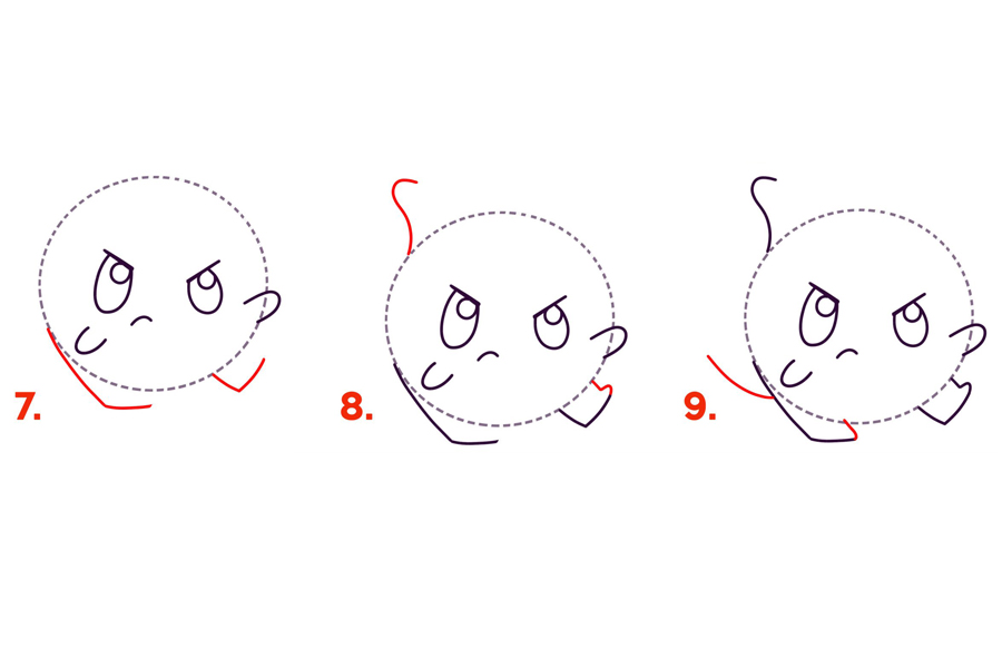 口袋妖怪基拉祈简笔画画法步骤-图2