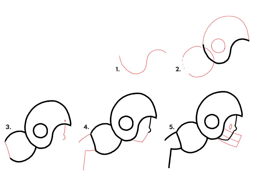  橄榄球运动员简笔画画法步骤-图1