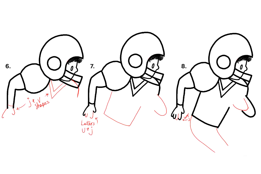  橄榄球运动员简笔画画法步骤-图2