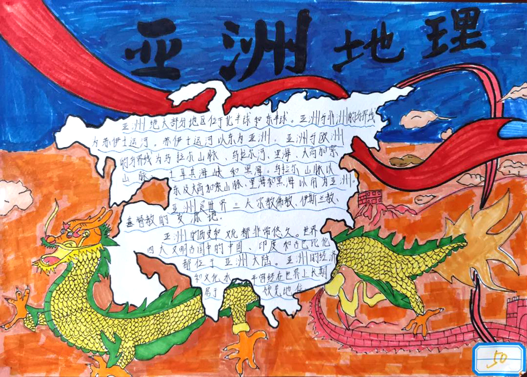 探索亚洲之中国 地理学科手抄报简单好画-图1
