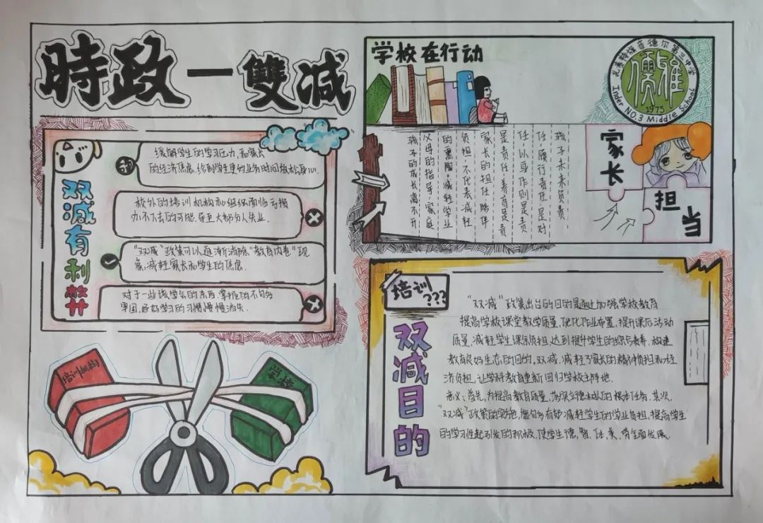 6张简单的“双减”在行动 提质又添彩手抄报-图3