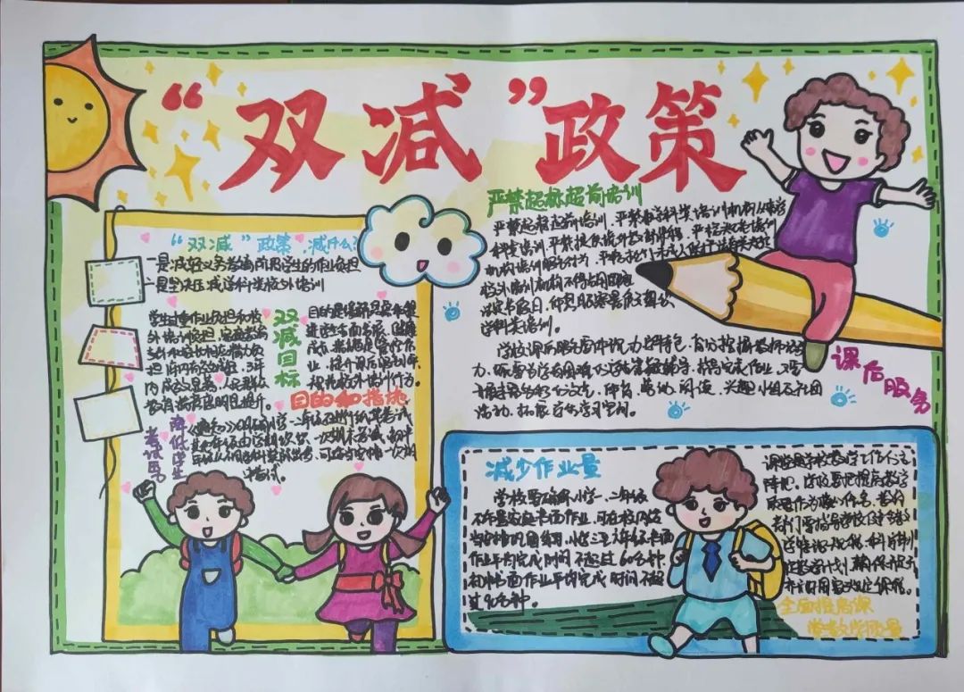 6张简单的“双减”在行动 提质又添彩手抄报-图6