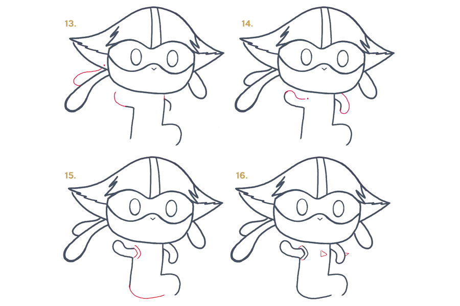 口袋妖怪路卡利欧简笔画画法步骤-图3