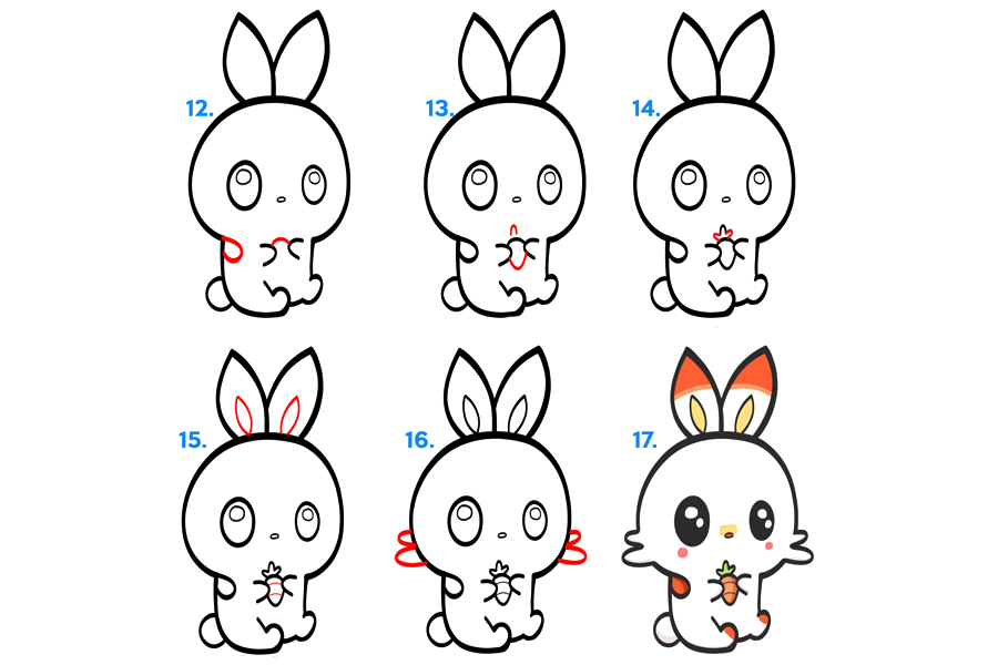 简单可爱的小兔子简笔画画法步骤-图3