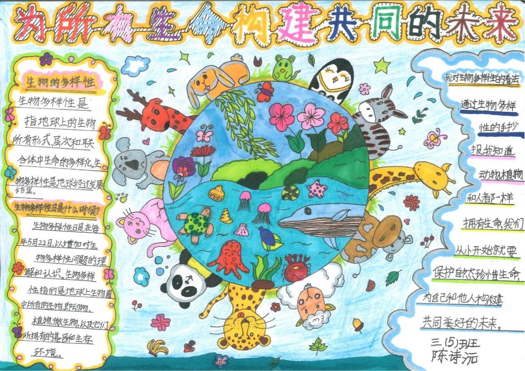 “保护生物多样性 美丽校园添风采”手抄报优秀作品-图1