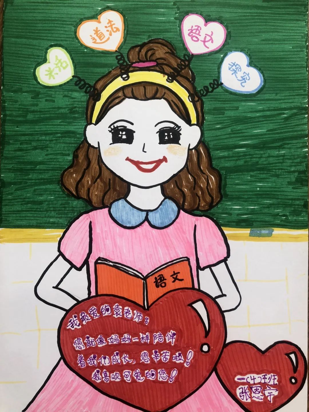 “画出我心中最美教师”儿童绘画作品-图2