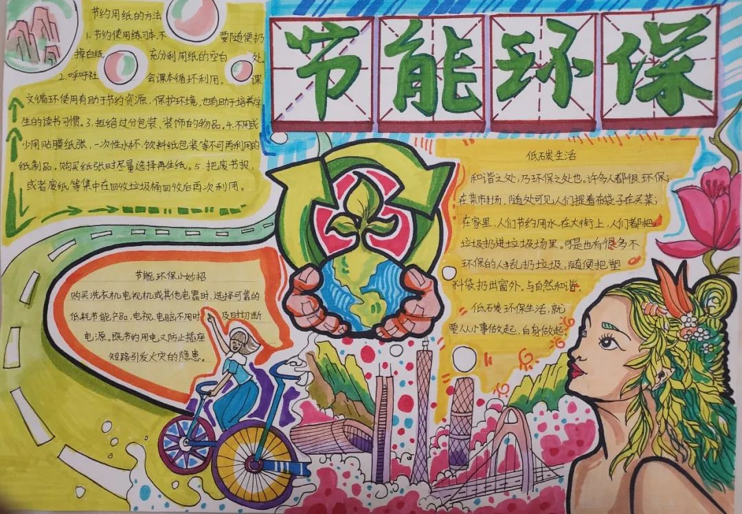 “低碳环保生活 从你我做起”主题手抄报简洁大方-图3