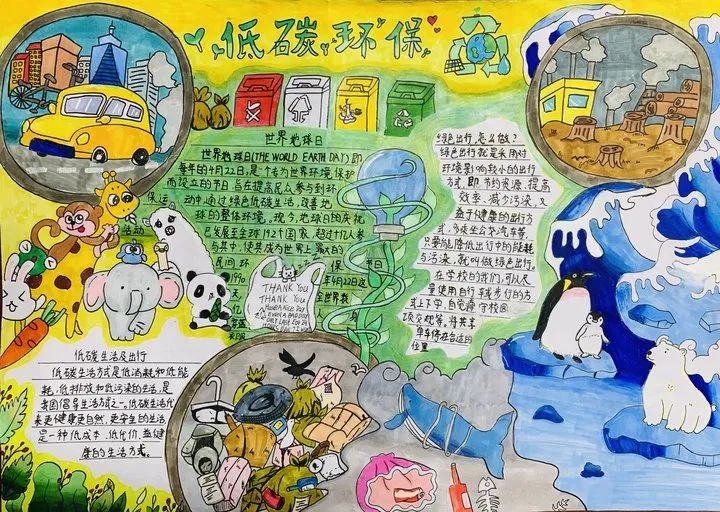 简单好看的低碳绿色环保手抄报5张-图1