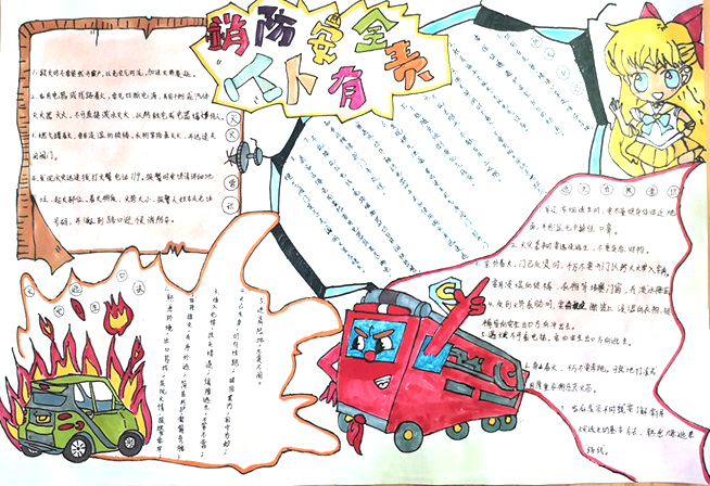 ”火灾无情 安全有方“消防安全手抄报简单好画-图3