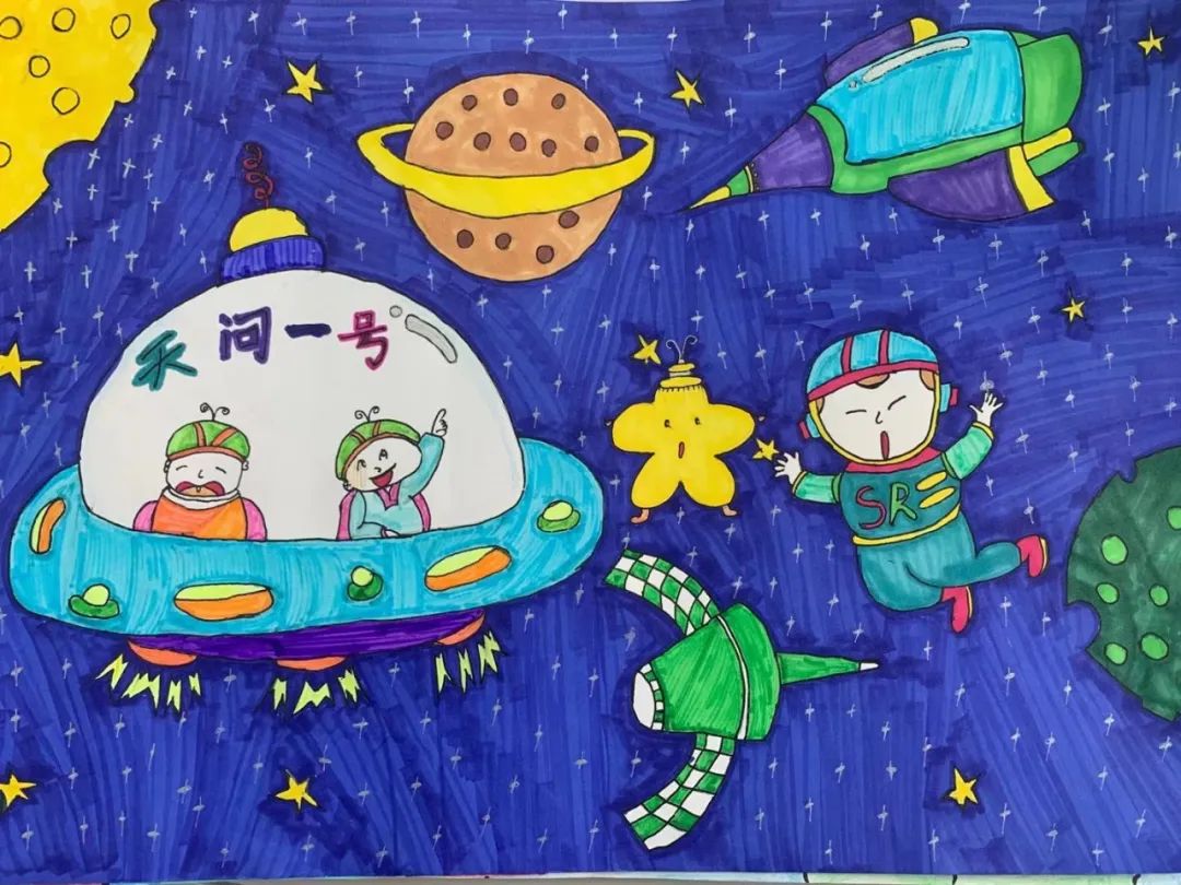 小学生简单漂亮的航天航空主题绘画作品-图6