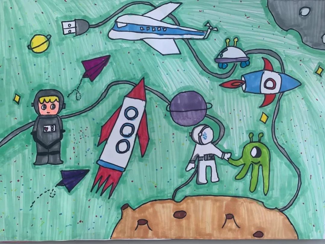 “探索浩瀚宇宙，发展航天事业，建设航天强国”航空航天主题绘画作品-图4