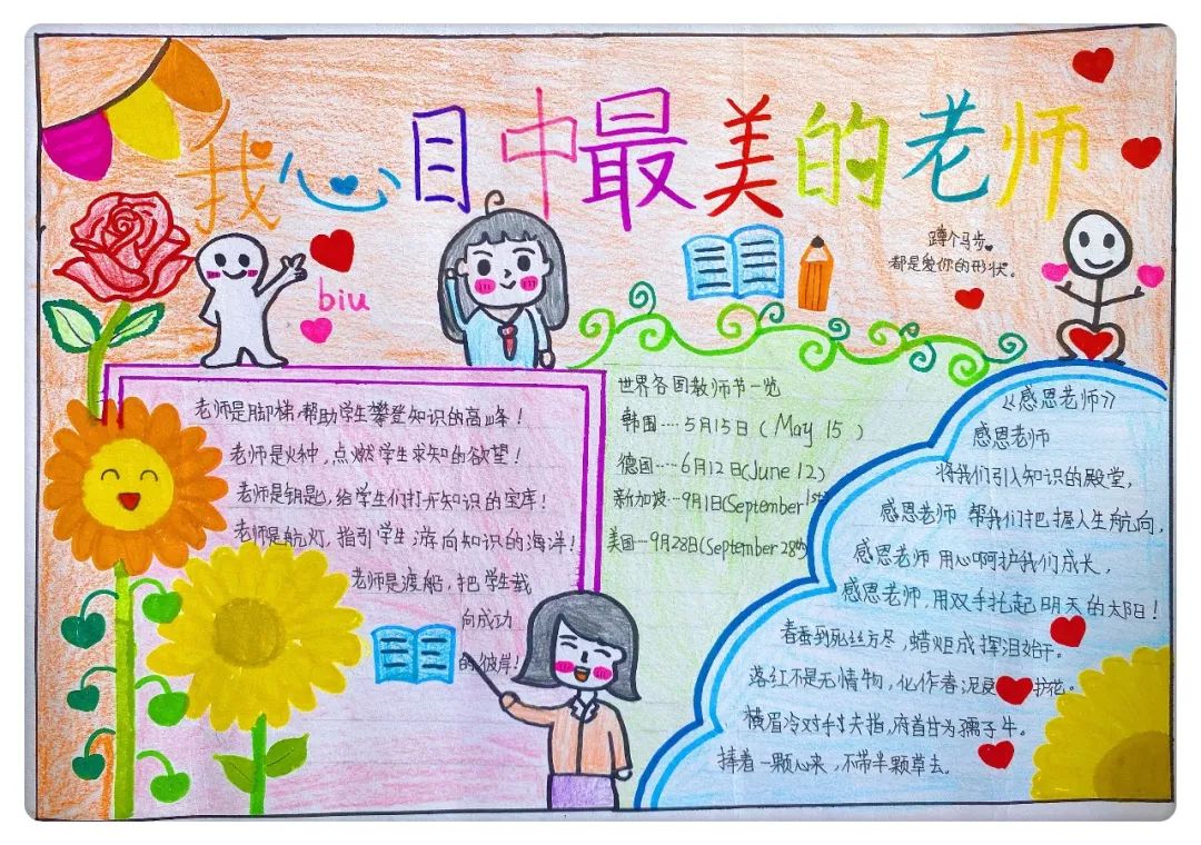 师恩难忘—我心目中最美的老师主题手抄报精选作品-图2