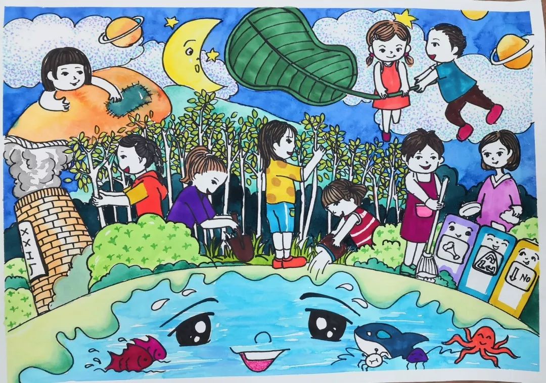 “参与垃圾分类 共创生态文明校园”主题绘画作品-图5