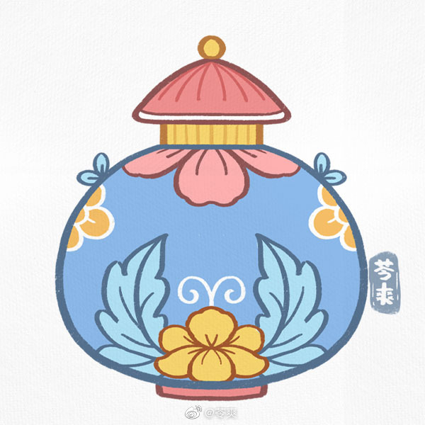 一组漂亮的鼻烟壶简笔画图片-图4