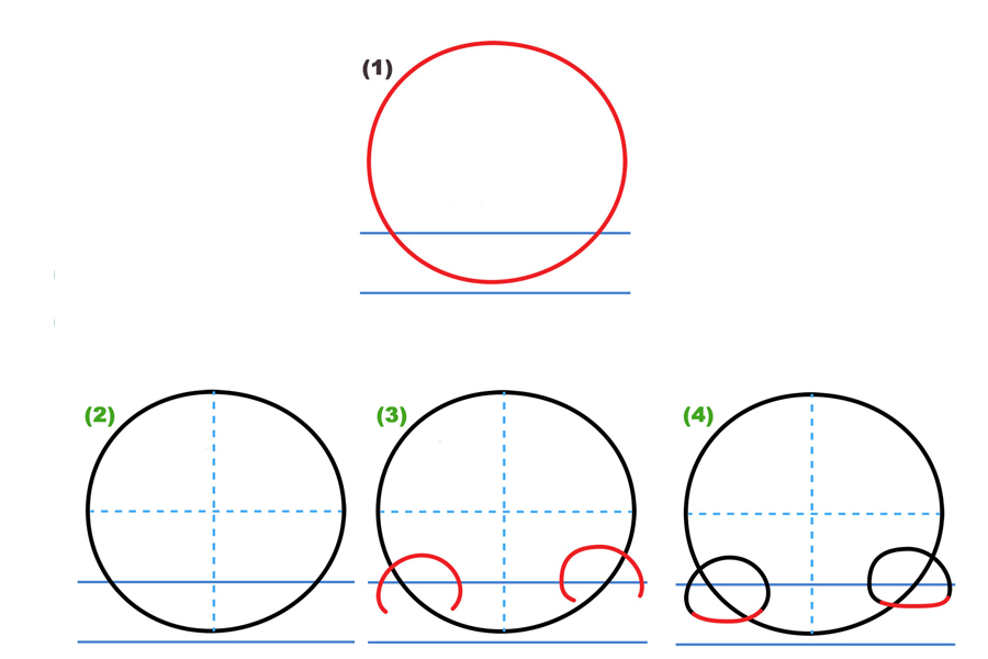 趴着凝视的可爱小棕熊简笔画画法步骤-图1
