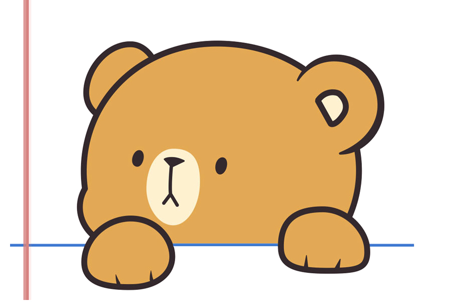 趴着凝视的可爱小棕熊简笔画画法步骤