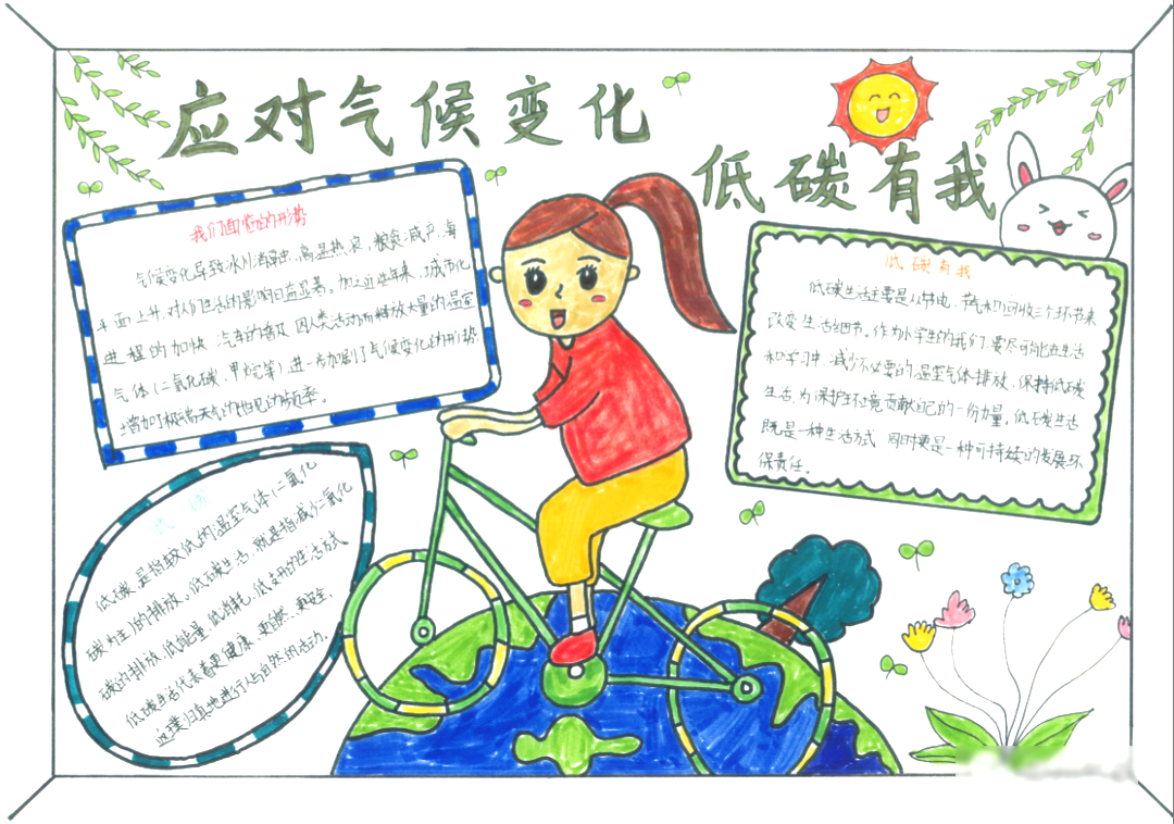 ”应对气候变化 低碳有我“低碳生活主题宣传手抄报5张-图4