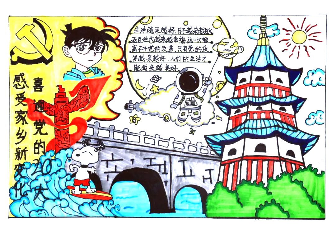 ”喜迎二十大 家乡新变化“二十大主题手抄报优秀作品5张-图4