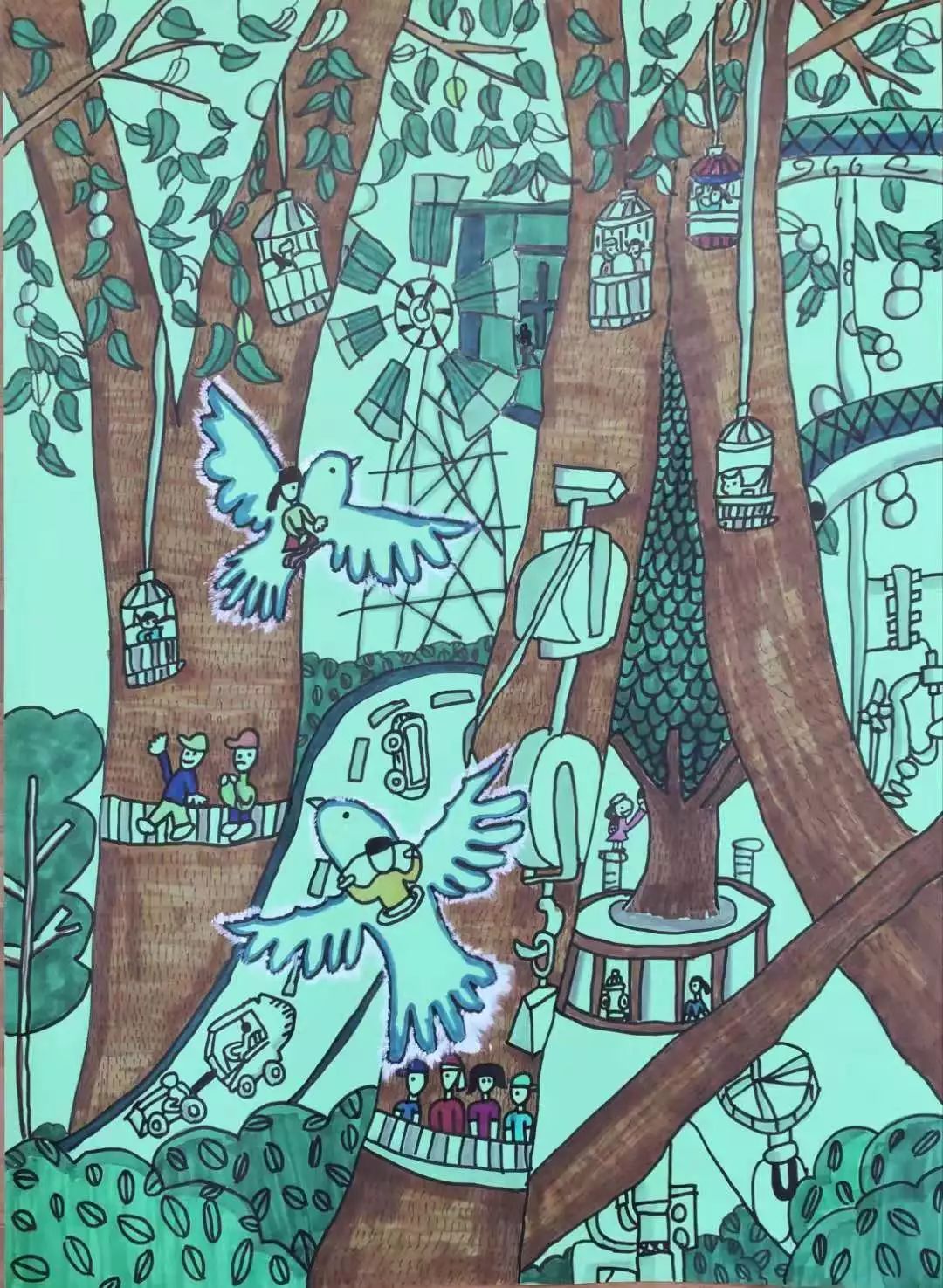 “生态绿 生活美”环境保护儿童画作品-图3