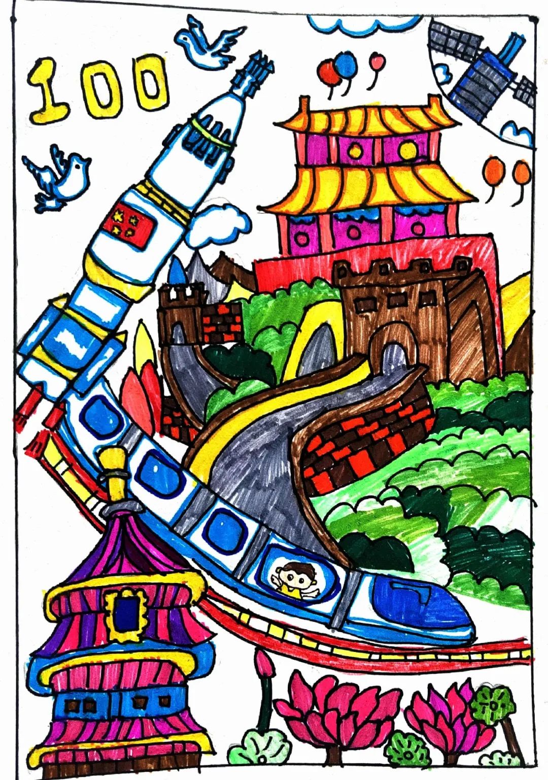 “建团一百年 献礼二十大”儿童画优秀作品简单好看-图4