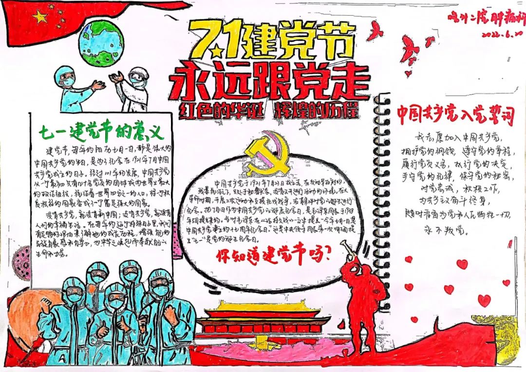 庆祝建党101周年手抄报绘画（8张）-图1