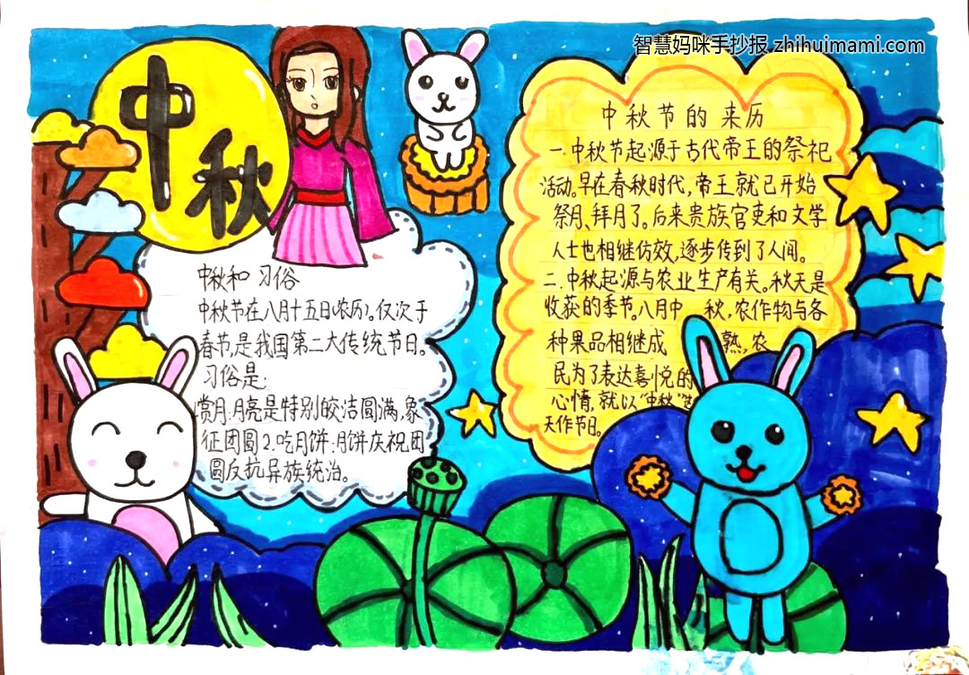 2022年中秋节手抄报绘画（6张）-图3