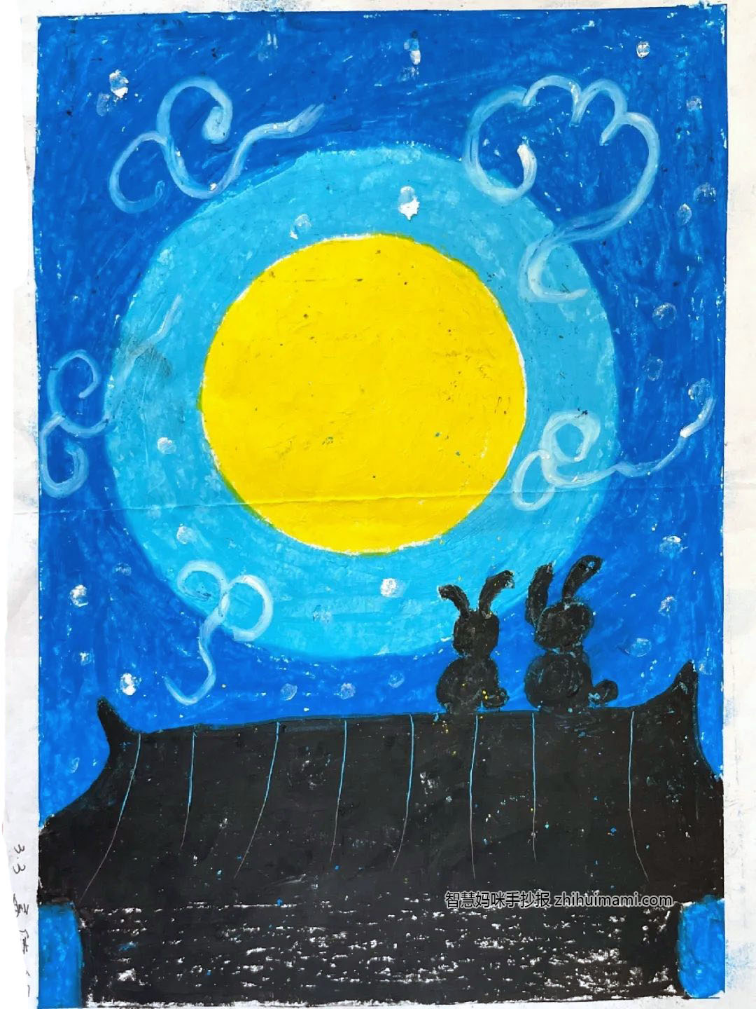 中秋节儿童手绘作品（A3竖版）-图1