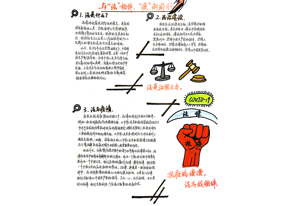 与法相伴 ”疫“起前行 抗击疫情主题手抄报简单好画-图4