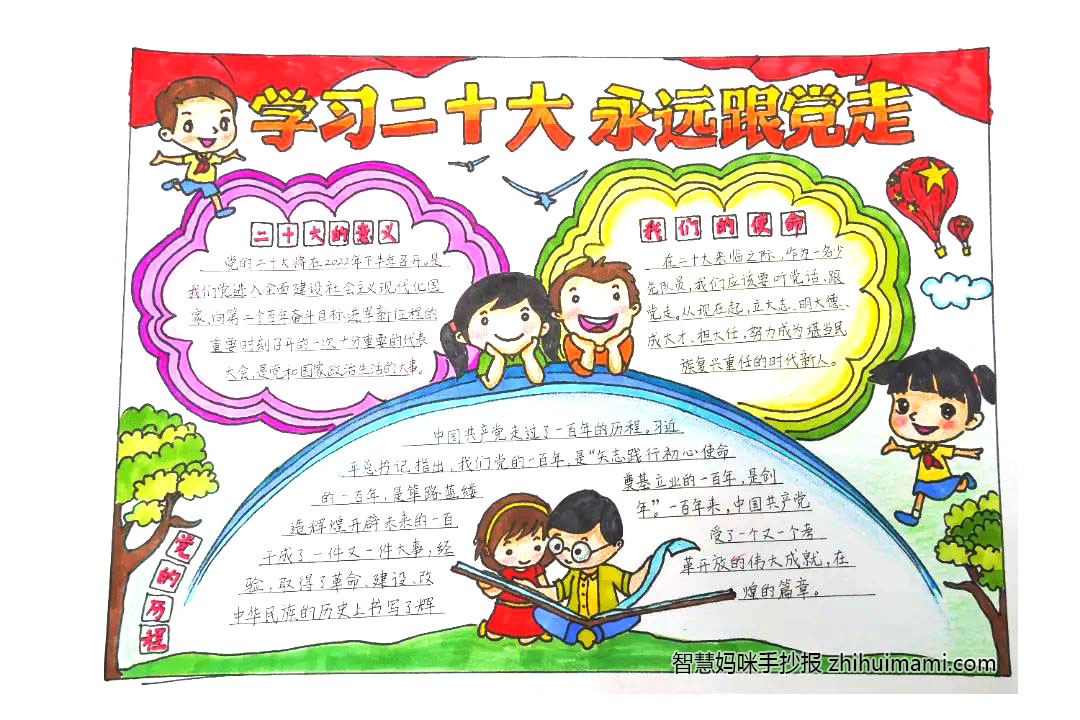9张“学习二十大 永远跟党走”主题手抄报-图3