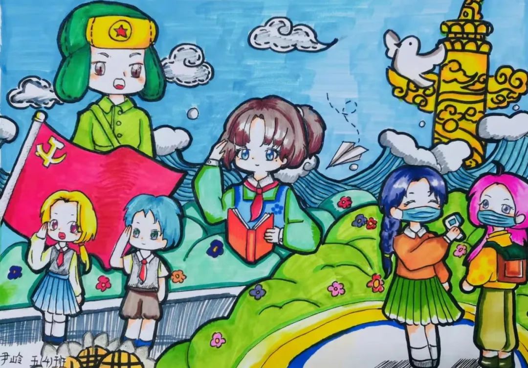 学雷锋树新风 少先队主题绘画比赛优秀作品-图5