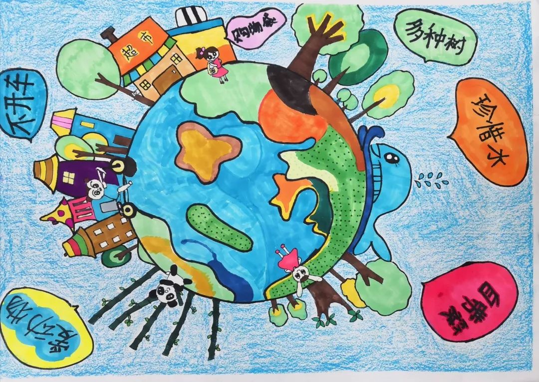 “生态文明 携手共创”儿童画作品-图5